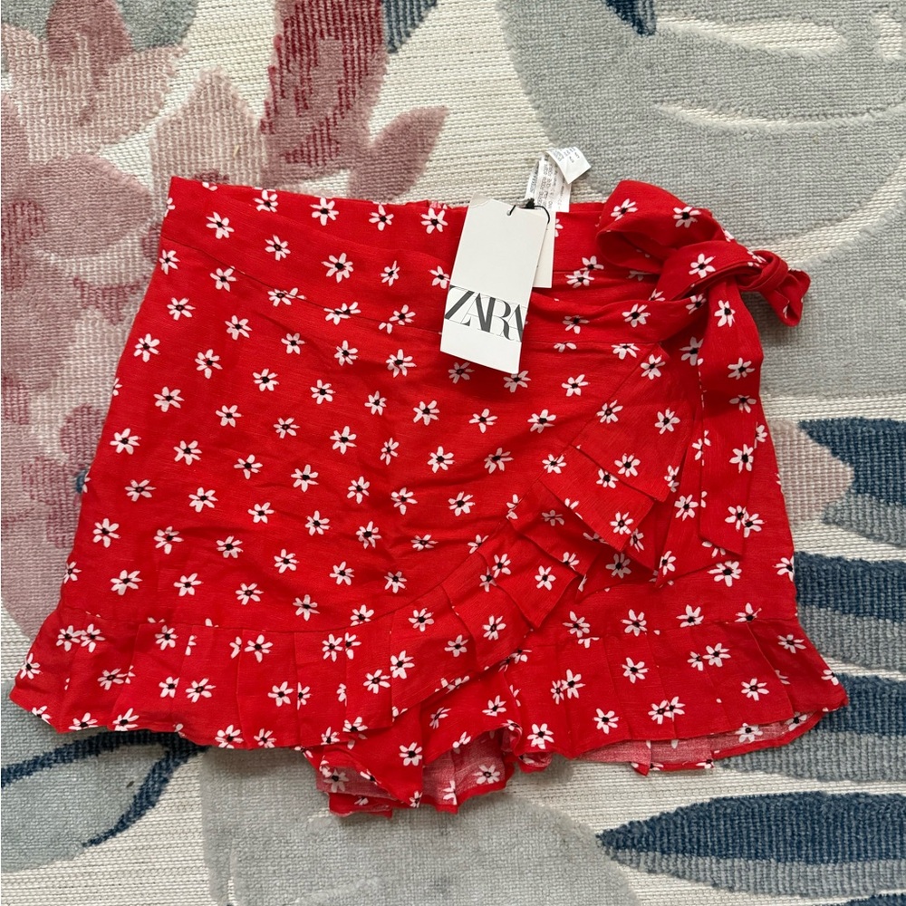 Zara Red Floral Skirt